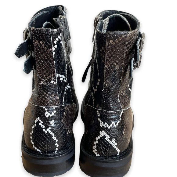 ALLSAINTS Brigade Combat Boots Snakeskin Print Size - Picture 2 of 12